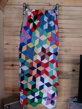 Vintage Homemade  64 X 88- Multi-Color Quilt Top